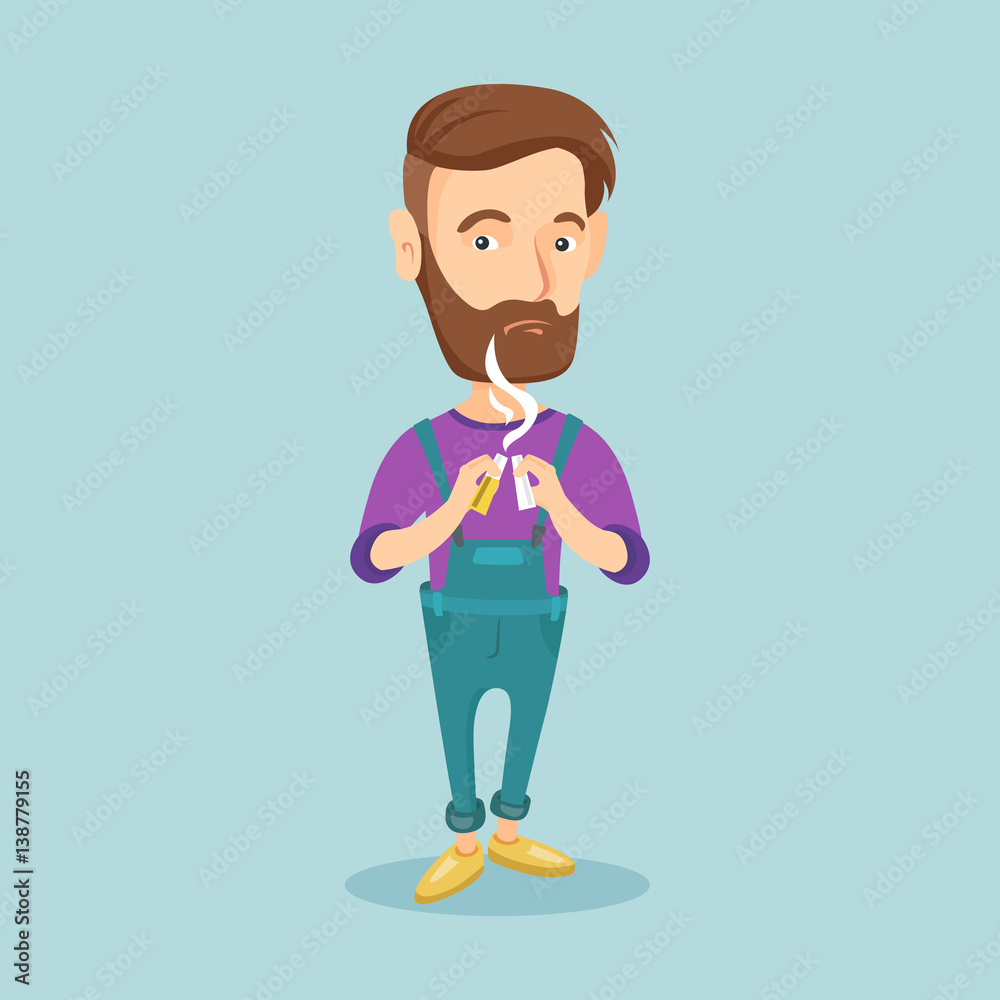 Young man quitting smoking vector illustration