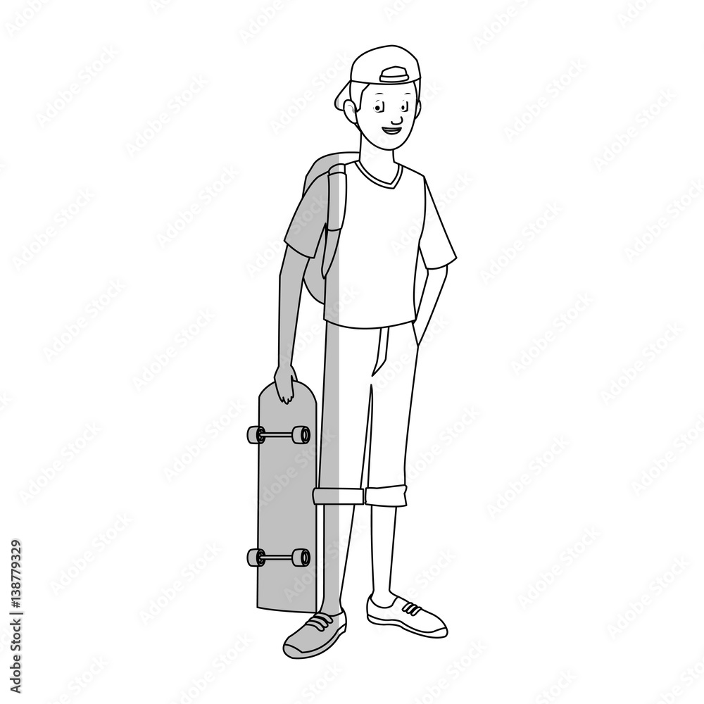 handsome young man with skateboard icon image vector illustration design handsome young man with skateboard icon image vector illustration design