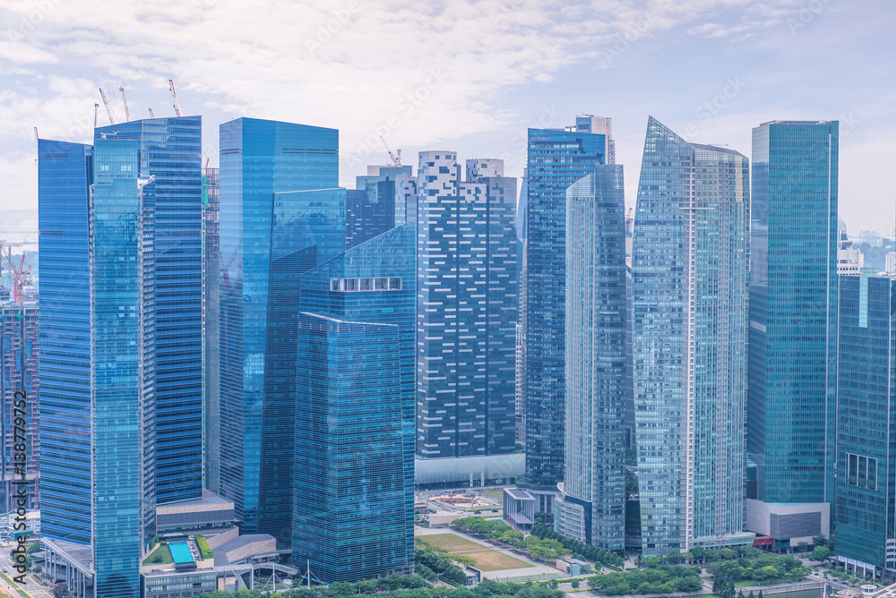 Obraz premium Contemporary Architecture Office Building In The City, Perspective Concept