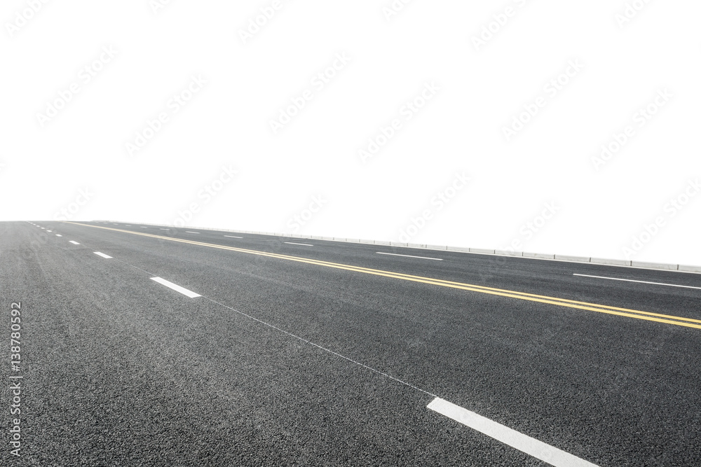 New asphalt road on white background New asphalt road on white background