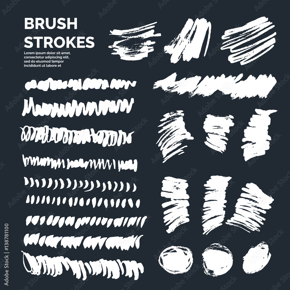 Set of vector elements borders, circles, strokes of dry ink brush. Set of vector elements borders, circles, strokes of dry ink brush.