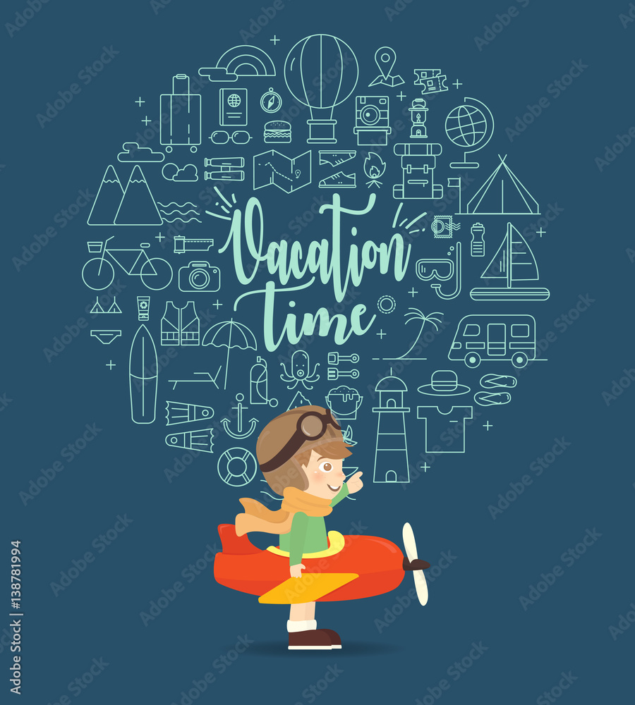 Boy playing with toy plane.Travel and adventure concept. Boy playing with toy plane.Travel and adventure concept.