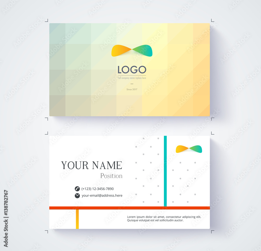 Naklejka premium Business card template. Example logo and text position. vector illustration.
