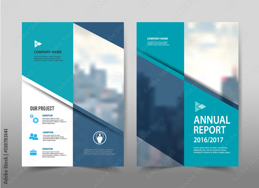 Vector blue annual report leaflet Brochure Flyer template A4 size ...