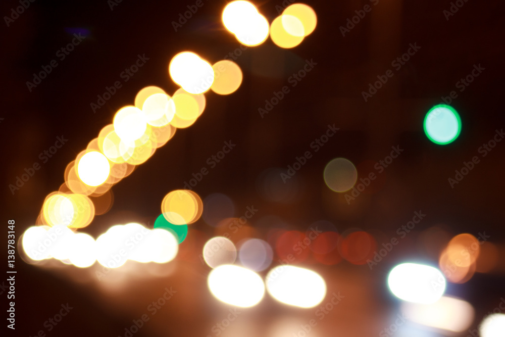 Beautiful illuminated streets with bokeh effect.