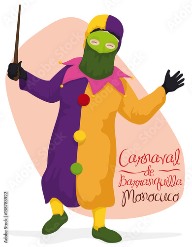 Monocuco Character Performing Traditional Dance in Barranquilla's Carnival, Vector Illustration photo