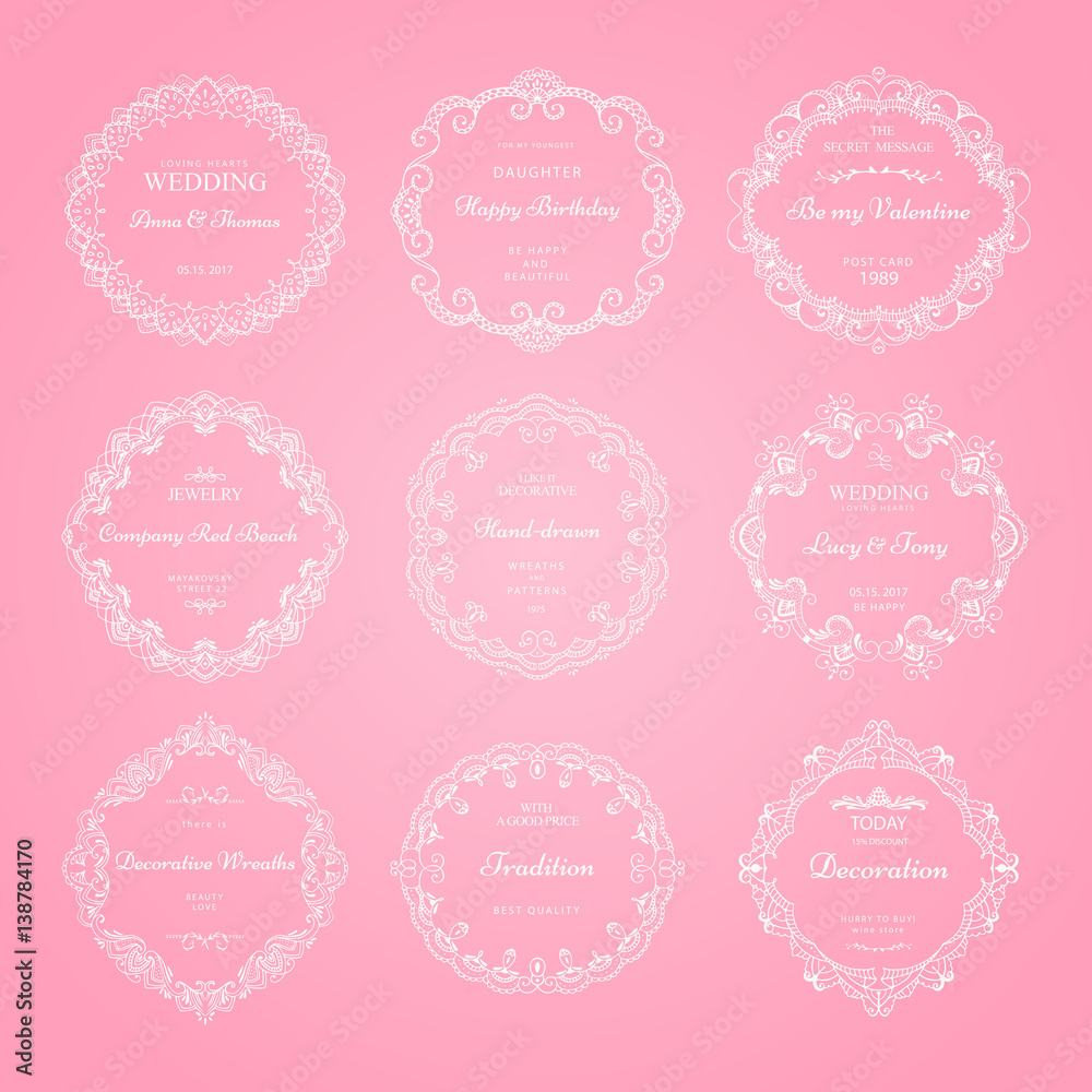 Collection of hand drawn wreaths. Cute template design elements. Vector illustration. Collection of hand drawn wreaths. Cute template design elements. Vector illustration.