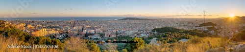 Photography Panorama of Barcelona from Mount Tibidabo at sunset