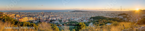 Panorama of Barcelona from Mount Tibidabo at sunset