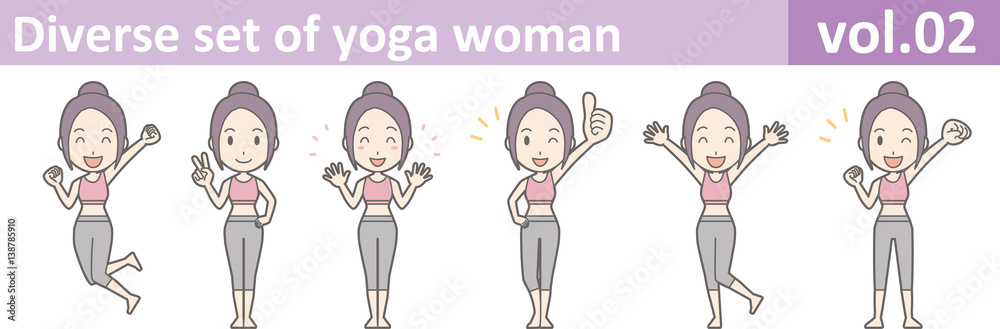 Diverse set of yoga woman, EPS10 vol.02