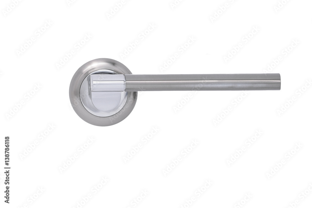 Metal door handle isolated on white background side view Metal door handle isolated on white background side view