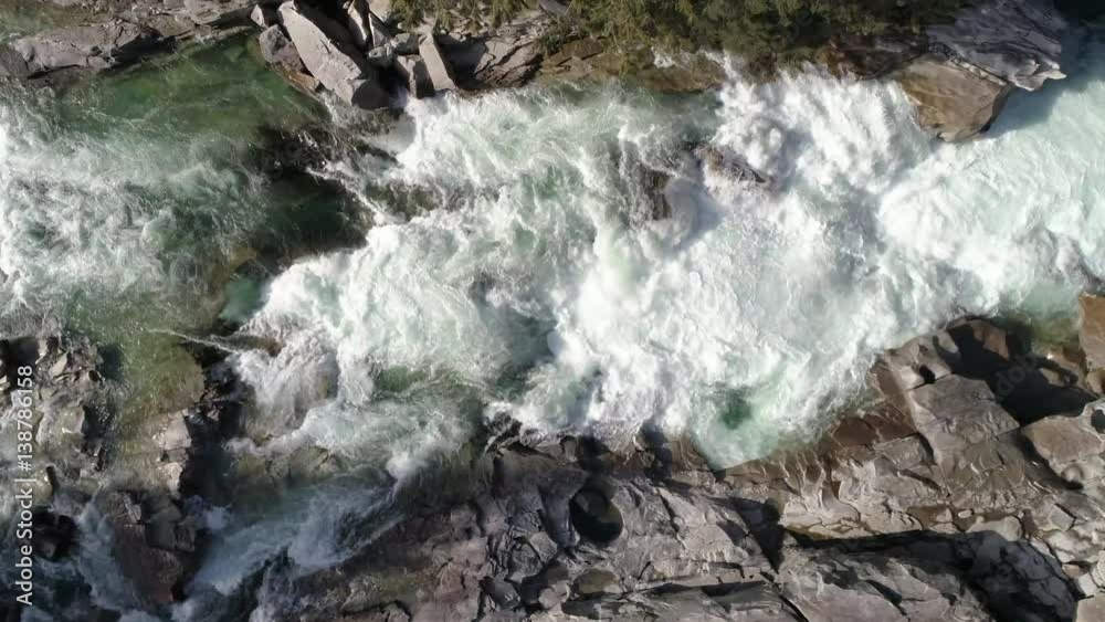 Ultra Real Nature Aerial of Raging Canyon River with Epic White Water Rapids from Birds Eye View Ultra Real Nature Aerial of Raging Canyon River with Epic White Water Rapids from Birds Eye View