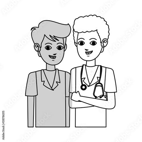 medical doctors cartoon icon over white background. vector illustration