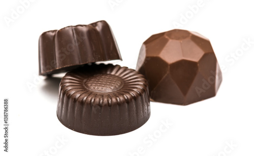 Chocolate candies on a white background