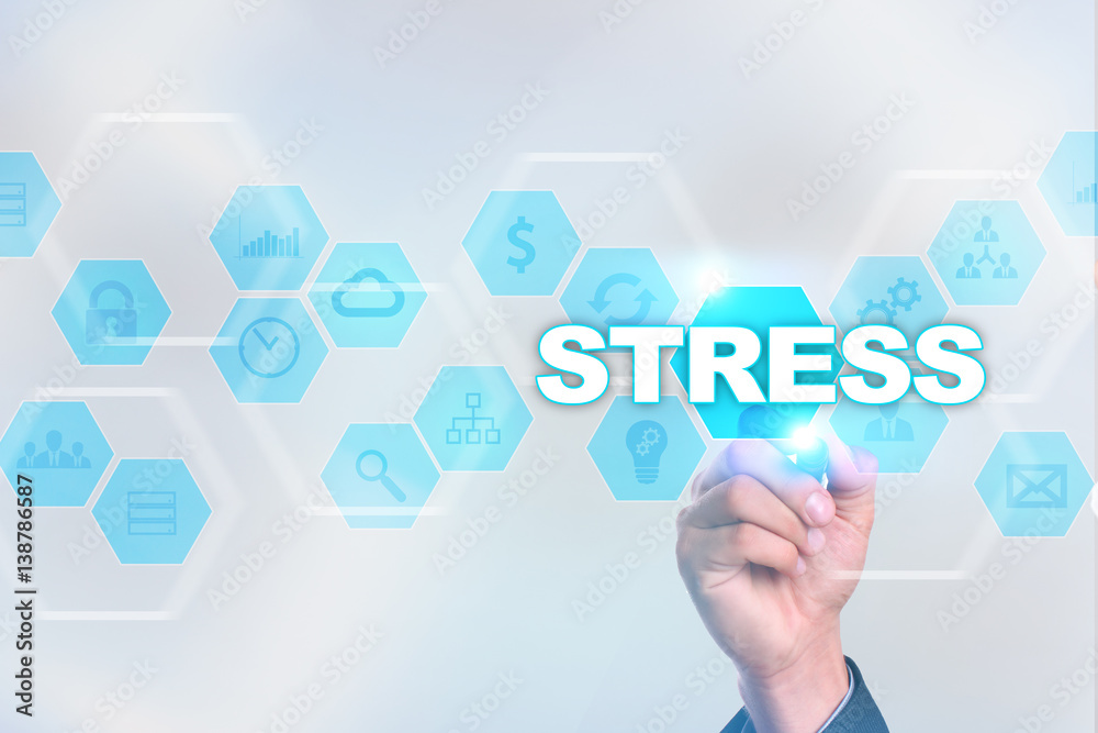 Medical doctor drawing stress on the virtual screen. Medical doctor drawing stress on the virtual screen.