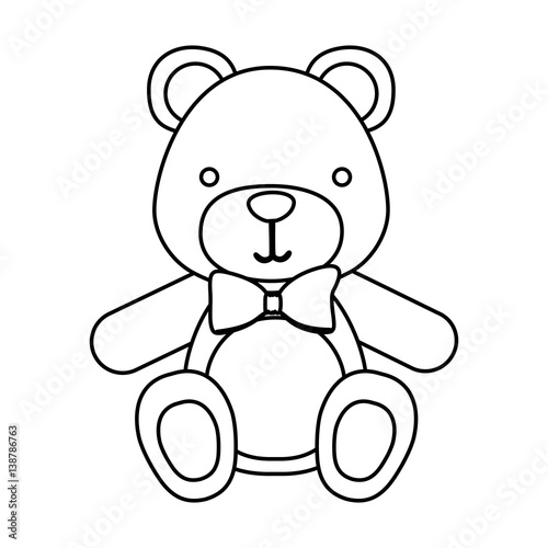figure teddy bear with tie icon  vector illustration design image