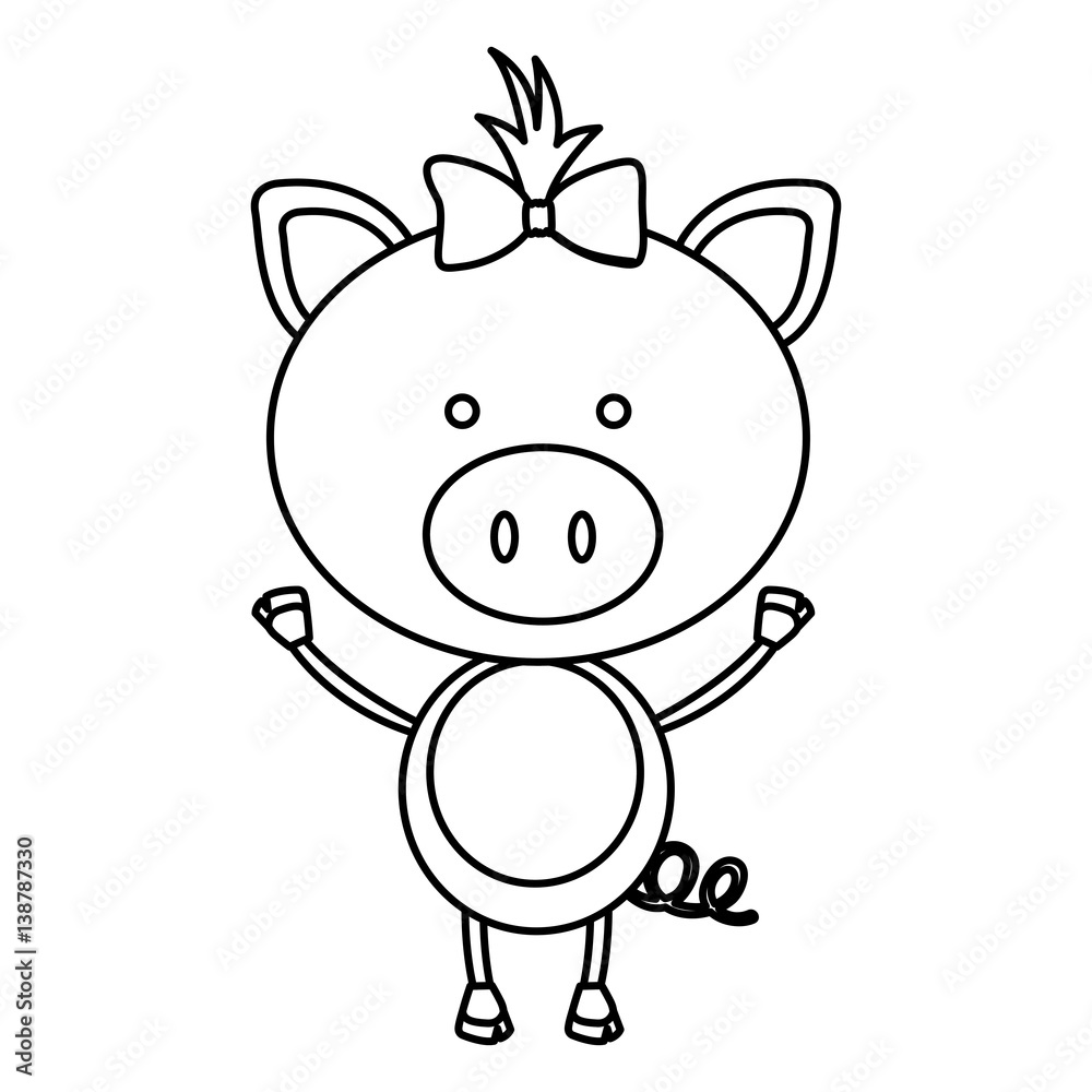 figure teddy pig bow head, vector illustration design figure teddy pig bow head, vector illustration design