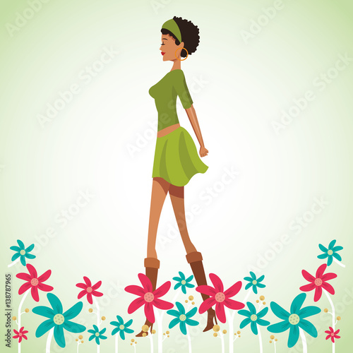 beauty woman with flowers decorate vector illustration eps 10