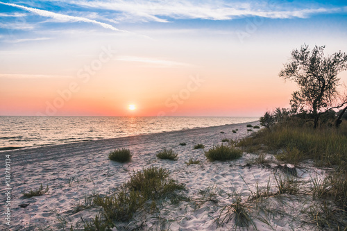 Obraz na płótnie Panorama of beautiful sunset on the sea