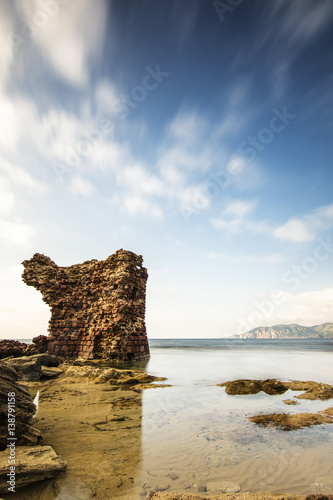Photos Ruins of a Spanish tower in long exposure, Porto Paglia, Gonnesa, Sardinia