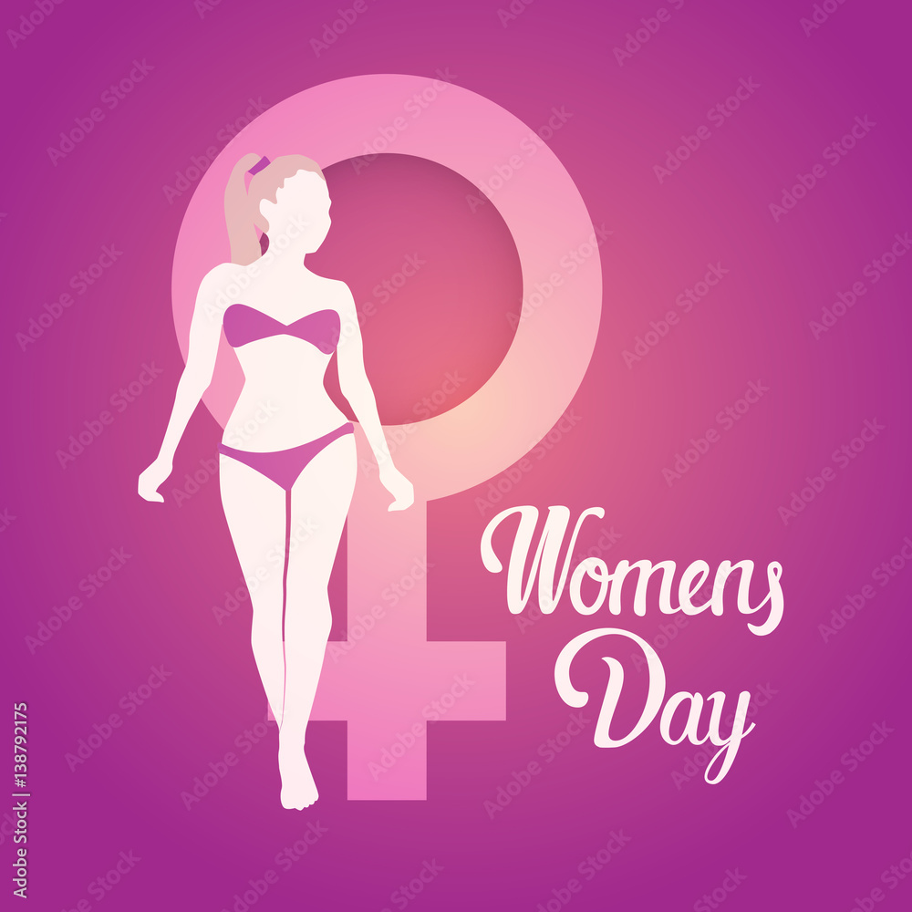 8 March International Women Day Greeting Card Flat Vector Illustration