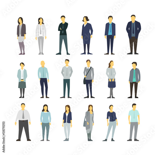 Set of business people group from office