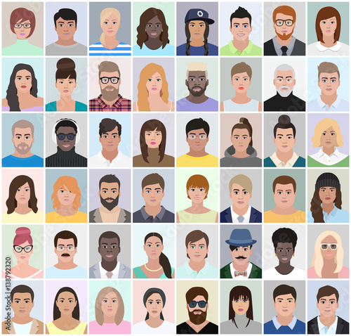 Portraits of different people, vector illustration