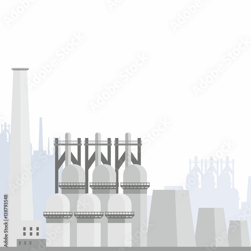 Industrial landscape with the image of a large metallurgical plant. Vector background.