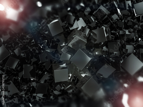 Abstract square dark background. 3D rendering