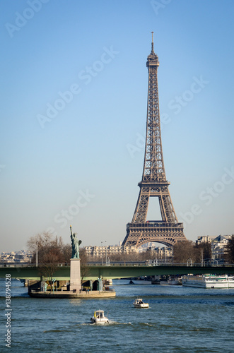 Paris Statue of Liberty and Eiffel Tower