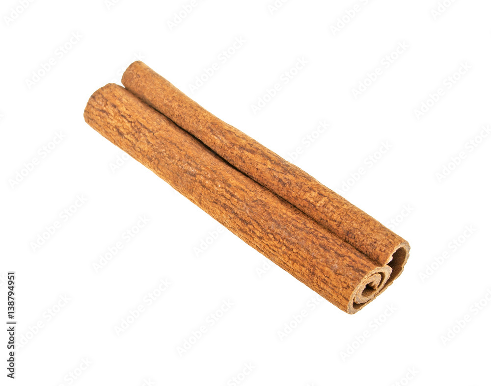 Single cinnamon stick isolated on white background Single cinnamon stick isolated on white background