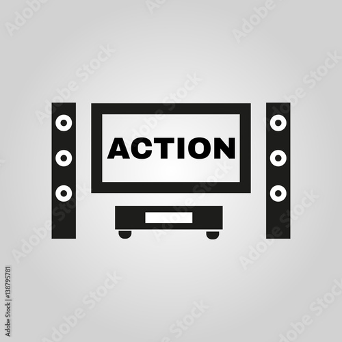 Action movie icon. TV and Home theater, cinema symbol. Flat design. Stock - Vector illustration