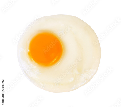Fried egg isolated on white background.
