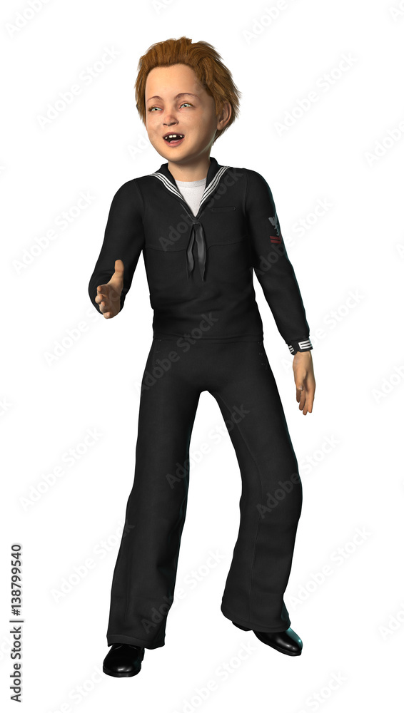 3D Rendering Sailor Boy on White 3D Rendering Sailor Boy on White