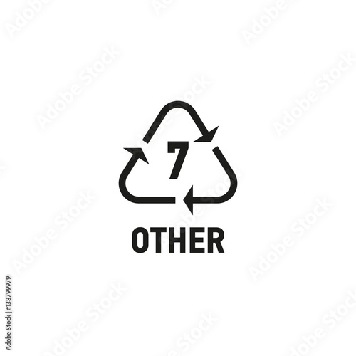 Packaging symbol isolated on white background vector illustration. Recycling symbol showing packaging materials made from material other than the plastic materials listed above. OTHER 7 sign