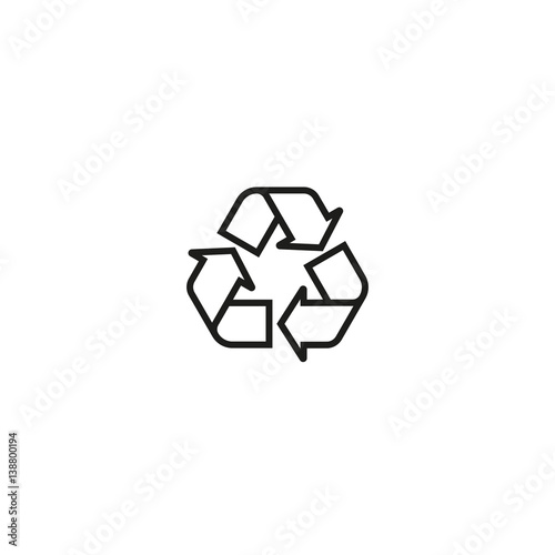 Packaging symbol isolated on white background vector illustration. Recycling symbol, mobius loop, chasing arrows. Indicates that object capable of being recycled. World standard black pictogram.
