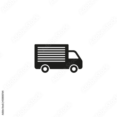 Truck shipping symbol isolated on white background vector illustration. Commercial delivery cargo container truck label. International standard black shipping pictogram