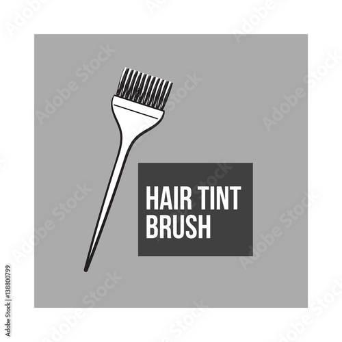 Color mixing plastic hairdresser brush, hairbrush, sketch style vector illustration isolated on grey background. Hairbrush, coloring brush, hairdresser tool for hair bleaching and coloring