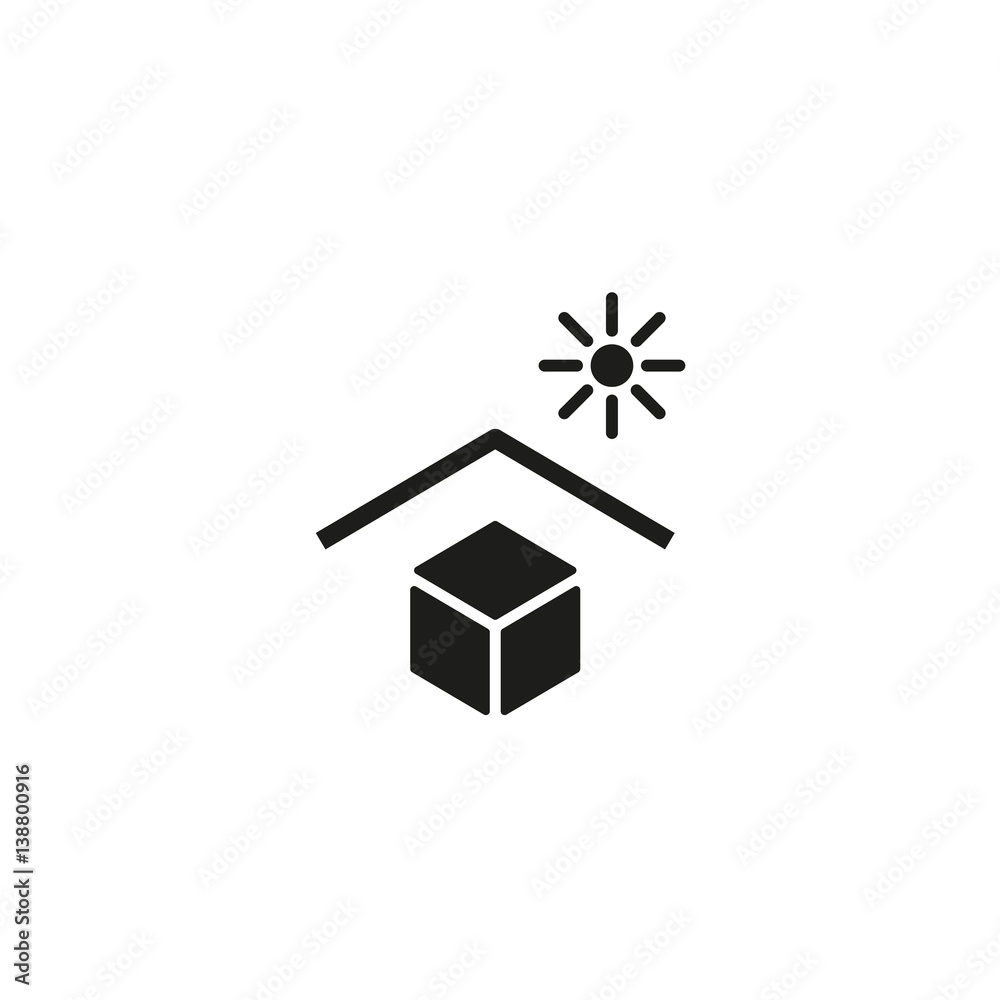 Keep away from direct sunlight symbol isolated on white background vector illustration. Solar protection cargo sign. International standard black packaging pictogram Keep away from direct sunlight symbol isolated on white background vector illustration. Solar protection cargo sign. International standard black packaging pictogram