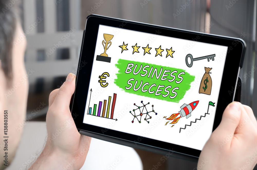 Business success concept on a tablet