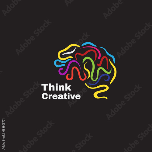 Vector logo with varicoloured human brain