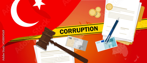 Turkey corruption money bribery financial law contract police line for a case scandal government official