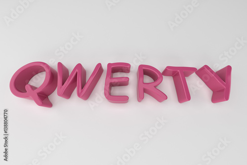 qwerty pink 3d text. 3D rendering