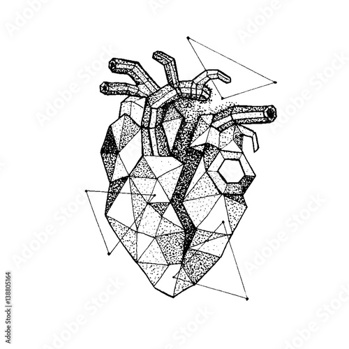 Dotwork Polygonal Broken Heart
