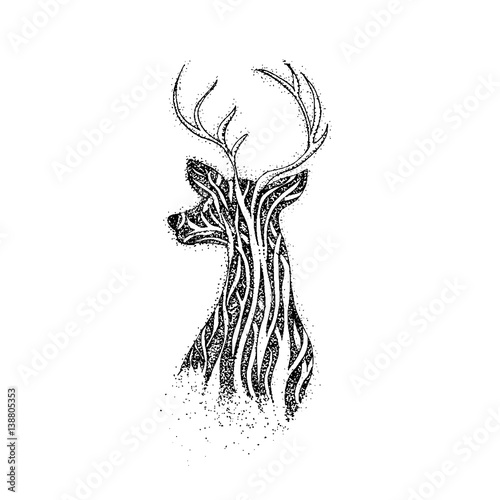 Dotwork Tree Reindeer
