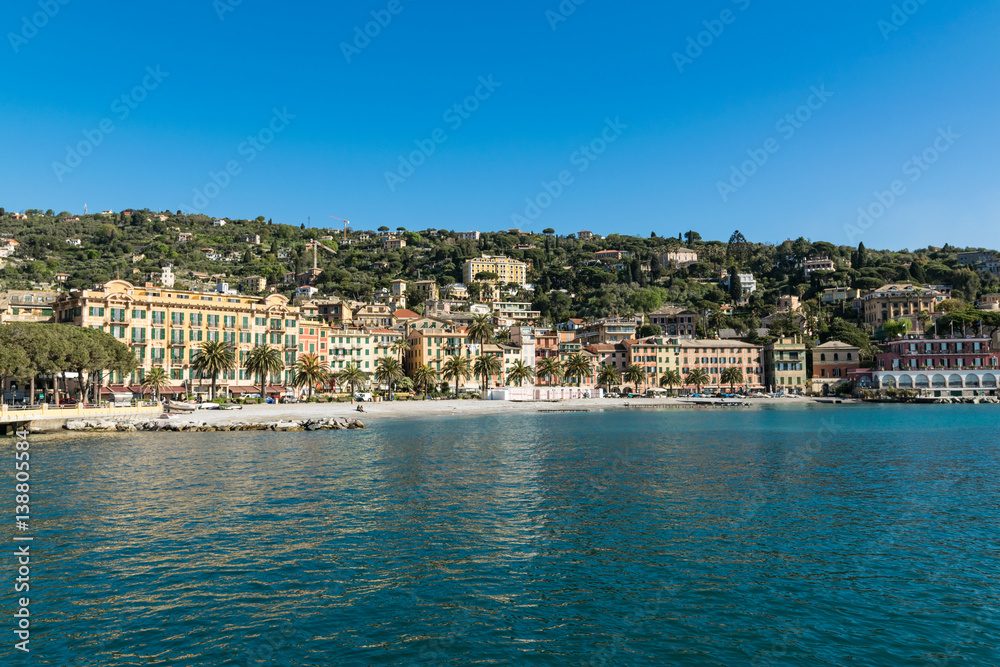 Beautiful view of Santa Margherita Ligure town, Cinque Terre, Ligurian coast, Italy.