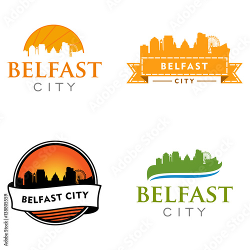 Belfast City Ireland Skyline Landscape Tour Travel Silhouette Logo
