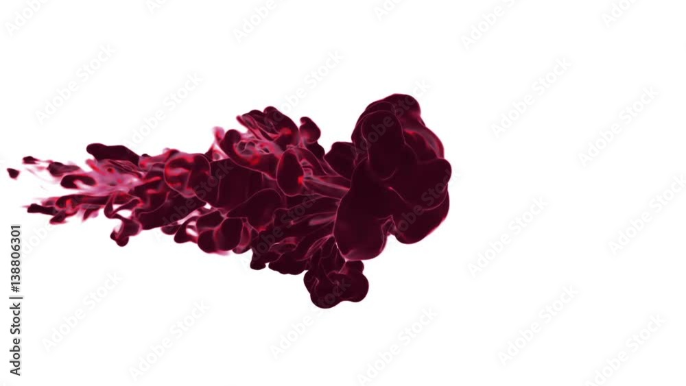 Red Ink reacting in water creating abstract clouds. Can be used as transitions, art backgrounds or overlays VFX. 3d motion graphics element ink or smoke. Version 6 Red Ink reacting in water creating abstract clouds. Can be used as transitions, art backgrounds or overlays VFX. 3d motion graphics element ink or smoke. Version 6