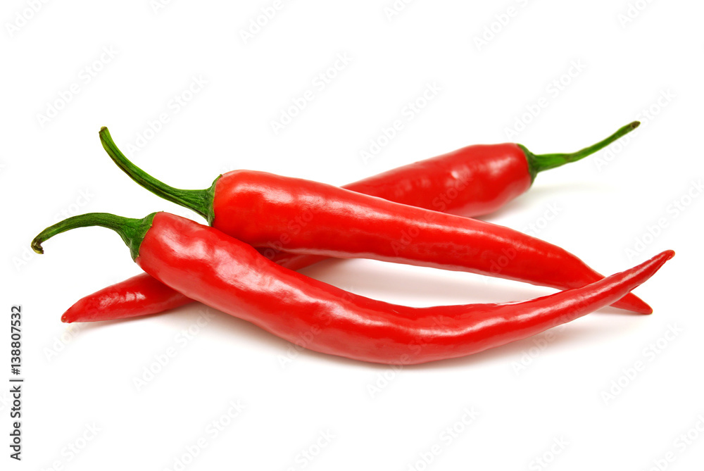 Red chili peppers isolated on a white background