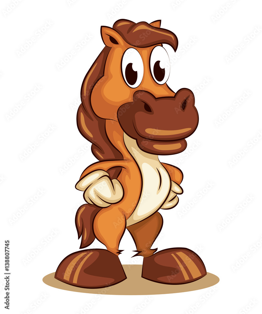 Cartoon Comic Character Mascot Young Standing Horse Pony Logo Vector